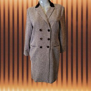 Quadra Coatdress, Size 14, Velvet Look Detailing, Textured